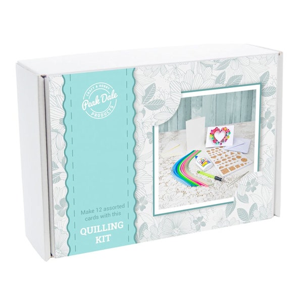Quilling Kit, Complete Starter Kit, 12 Projects, Make Quilled Cards, Includes Tool, Papers, Quilling Board, Cards and Envelopes