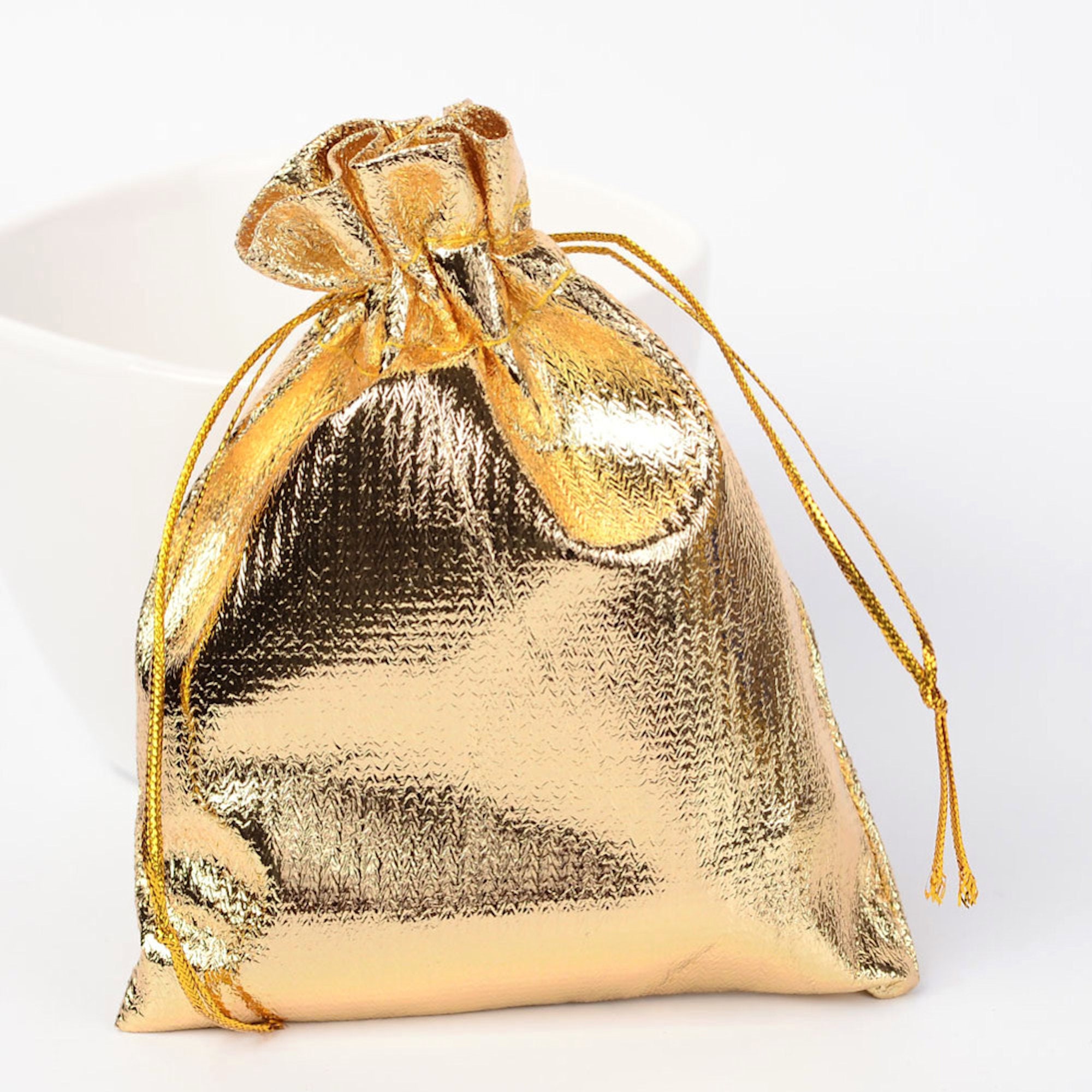 5 Gift Bags Gold or Silver 12cm Fabric Bags Gift Pouch Etsy