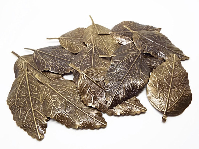 RESERVED for Philip. Please do not buy if this is not your order. 600 Large Bronze Leaf Pendants, 65mm Leaf Embellishments image 2