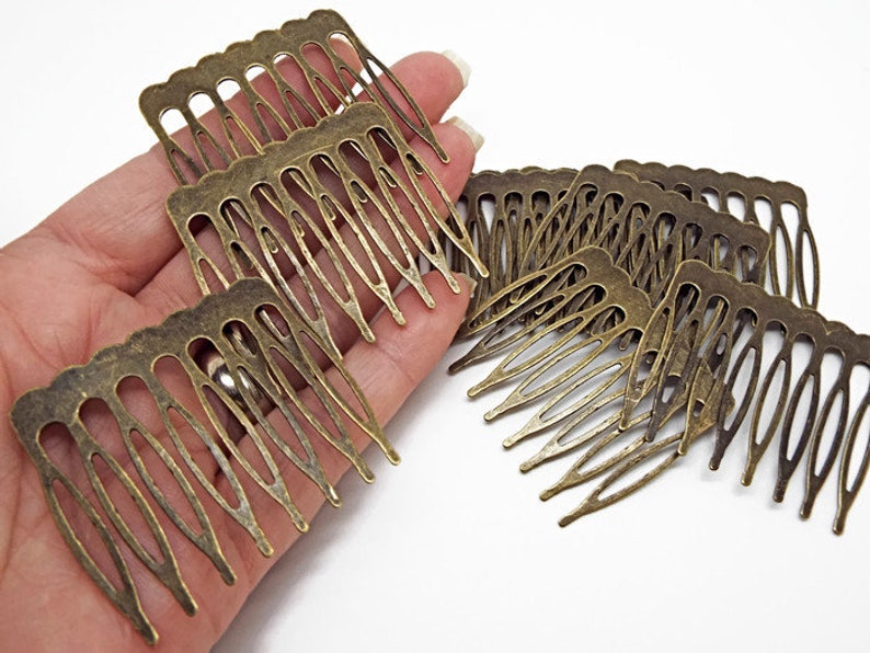 5 or 10 Bronze Hair Combs 43mm Metal Hair Combs Antique Etsy UK