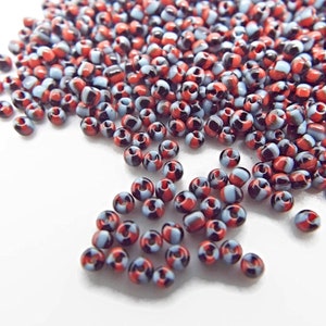 1200 Tri Color Seed Beads, Glass Beads, 20g Blue Red and Black, Size 11/12, 1.5-2mm Seed Beads, Bead Looming, UK Shop image 3