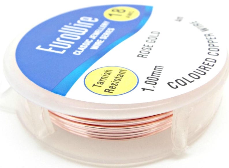Alambre artesanal color oro rosa, 1 mm, calibre 18, 4 metros de longitud, alambre de cobre coloreado resistente al deslustre para joyería, envoltura de alambre y manualidades. imagen 2