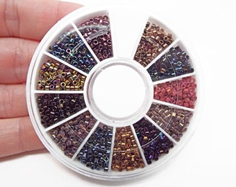 2400 Miyuki Metallic Beads, Miyuki Delica, 11/0 Seed Beads, 12 Metallic Colors, Seed Bead Wheel, Bead Weaving, Top Quality Beads, UK Shop