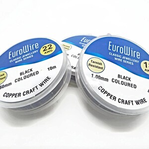 Black Copper Wire in 4 Sizes for Stone Wrapping, Jewellery Making and Crafts, 0.4mm, 0.6mm, 0.8mm, 1mm image 2