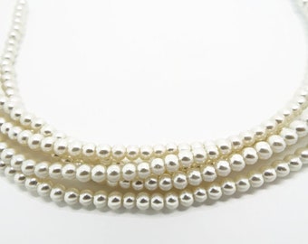 100x 4mm Cream Glass Pearl Beads, Beaded Jewelry, Wedding Accessory Embellishments, Jewelry Supplies, UK Shop
