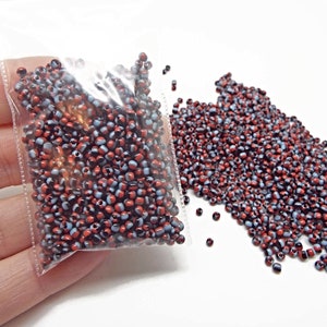 1200 Tri Color Seed Beads, Glass Beads, 20g Blue Red and Black, Size 11/12, 1.5-2mm Seed Beads, Bead Looming, UK Shop image 2