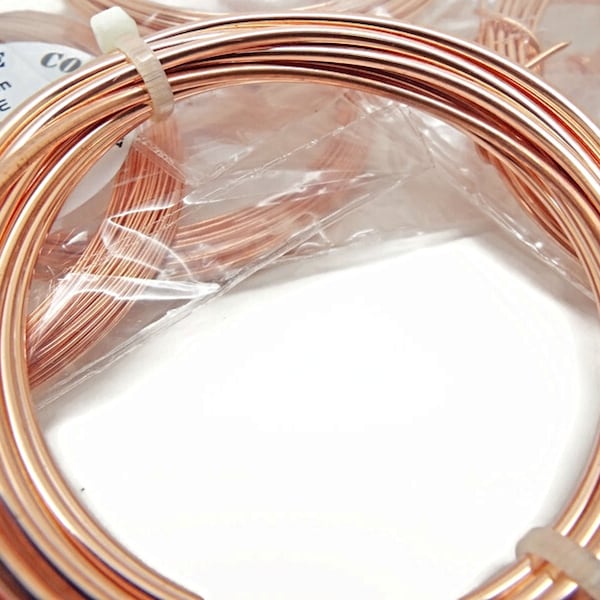 Bare Round Copper Wire, Uncoated in 5 Sizes, Gauges 26 22 20 18 & 16, Wire Wrapping for Jewellery, Wire for Oxidising, UK Shop