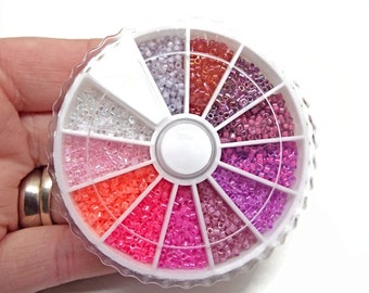 2400 Miyuki Pink Mix Delica Beads Size 11/0 Seed Beads in a 12 Colour Wheel for Jewellery Weaving