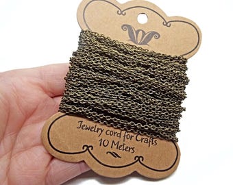 10M Antique Bronze Cable Chain, 3x2.2x0.5mm Oval Link, Iron Jewelry Chain, Bronze Tone Findings, 10 Metre Jewelry Making Pack, UK Shop