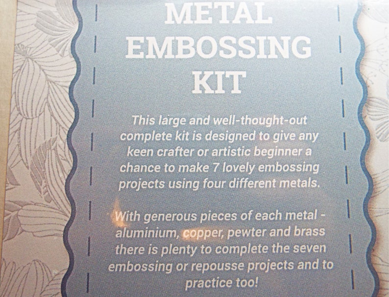 Complete Metal Embossing Kit, Metal Craft Kit, 7 Projects, Starter Kit, Make Picture Frames, Magnets, Jewel Box, 4 Metal Sheets, UK Made image 5