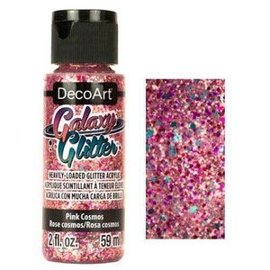 Pink Cosmos Glitter Paint, Galaxy Glitter, DecoArt Acrylic Paint, 59ml, 2fl oz, Mixed Media Art, Water Based, 10 Colors, UK Shop