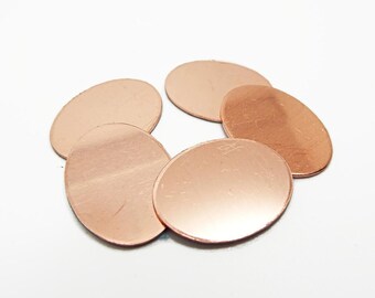 25x19mm Oval Copper Blanks, Stamping Copper, 1mm Thick, 5 Copper Blanks, Jewelry Stamping, Bare Copper, Stamping Blanks, Copper Tags, UK