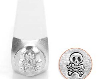 Skull and Crossbones Metal Stamp, ImpressArt Skull Punch Tool for Hand Stamping, Metalwork Halloween Jewelry Stamp, UK Shop