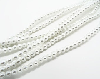 100x 4mm White Glass Pearls, Round Glass Beads, Wedding Accessories, Beaded Jewelry, Hair Comb Decoration, Wedding Jewelry, UK Shop