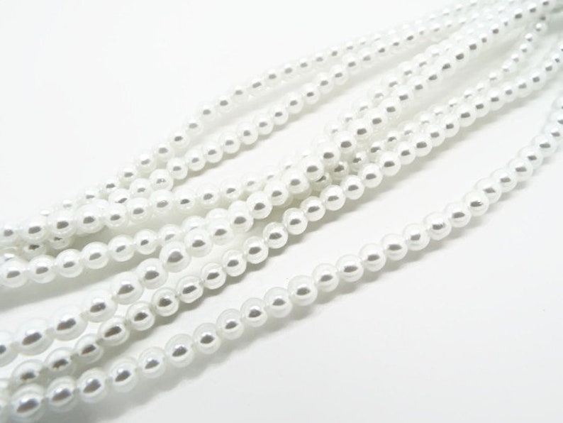 100x 4mm White Glass Pearls, Round Glass Beads, Wedding Accessories, Beaded Jewelry, Hair Comb Decoration, Wedding Jewelry, UK Shop image 1