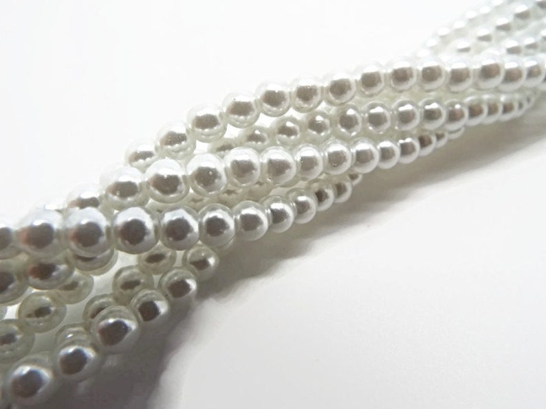 100x 4mm White Glass Pearls, Round Glass Beads, Wedding Accessories, Beaded Jewelry, Hair Comb Decoration, Wedding Jewelry, UK Shop image 5