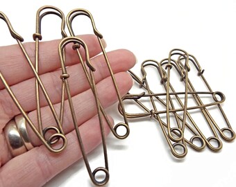 10 Kilt Pins in Antique Bronze Tone, 70x18x6mm, Iron Brooch Blanks, Jewelry Making Supplies, No Loops, UK Shop