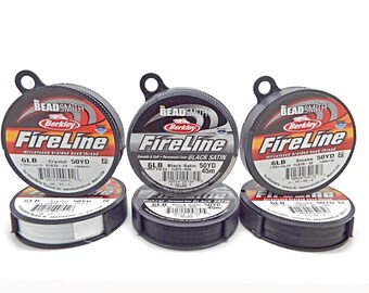 6lb Fireline Thread in Black, Smoke or Crystal, 45m 50yds, 0.15mm 0.006in Diameter, Beading Thread, UK Shop