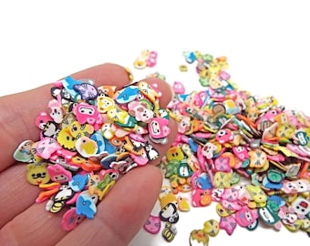 1000 rodajas de arcilla polimérica con forma de animales, rodajas de 4-6 mm, inclusiones para resina, decoración de uñas y técnicas mixtas, adornos de arcilla.