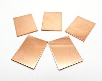 25mm Copper Blanks, 5 Stamping Blanks, Copper Oblongs, 1mm Thickness, Raw Copper Pendants, Copper Tags, Solid Copper, Oblong Tags, UK Seller