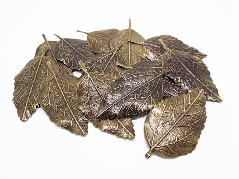 RESERVED for Philip. Please do not buy if this is not your order. 600 Large Bronze Leaf Pendants, 65mm Leaf Embellishments image 8