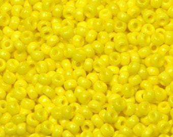 Miyuki Seed Beads, 11/0, Opaque Yellow, 404, 10g Pack, Approx 1100 Beads, Top Quality, Japanese Seed Beads, Yellow Seed Beads, UK Shop