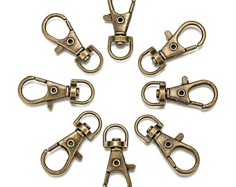 10x 35mm Bronze Swivel Keyrings, Metal Bag Clips, Antique Bronze, Nickel Free, 8.5mm Hole, UK Shop