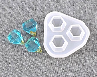 3 Diamond Gemstone Mould, Faceted Crystal Resin Tool, 42x44.5x19mm, DIY Jewellery Crafts