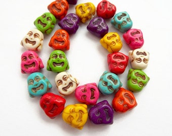 15mm Howlite Buddah Beads, 26 Bead Strand, Mixed Colors, Gemstone Beads, Howlite Jewelry, Multicolored Beads, UK Shop