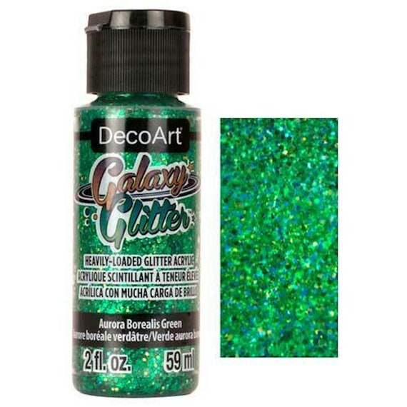 Aurora Borealis Glitter Paint, Green Galaxy Glitter, Paint on Acrylic,  59ml, 2fl Oz, Acrylic Paint, 10 Colors, UK Shop 