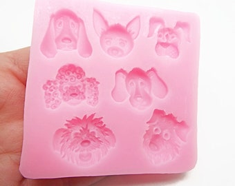 68mm Dog Face Mold, Resin Tool, 7 Dog Casting Molds, Jewelry Mold, Resin Mold, DIY Dog Jewelry, Chihuahua, Poodle, Basset Mold, UK Shop