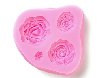 70mm 4 Roses Mold, Resin Tool, 27, 24, 18 & 9mm, Jewelry Making, DIY Flower Embellishments, Rose Cabochons, UK Shop