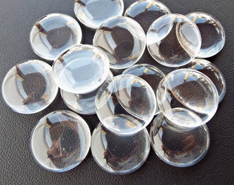 25mm Glass Cabochons, 10 or 20, Clear Cabochons, Glass Dome Cabochons, Round Glass Cabs, Clear Dome Cabs, Flatback Cabochons, UK Shop