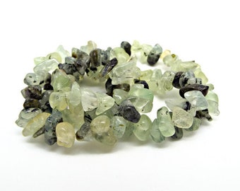 Small Prehnite Chips, 16 Inch Strand, Natural Green Prehnite Beads, Jewelry Supplies, Green Gemstone Jewelry, UK Shop