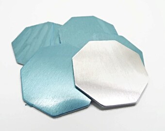 10 Aluminium Octagon Stamping Blanks, 37x1mm Unfinished Metal Octagon for Stamped Jewelry Pendants, No Hole, UK Shop
