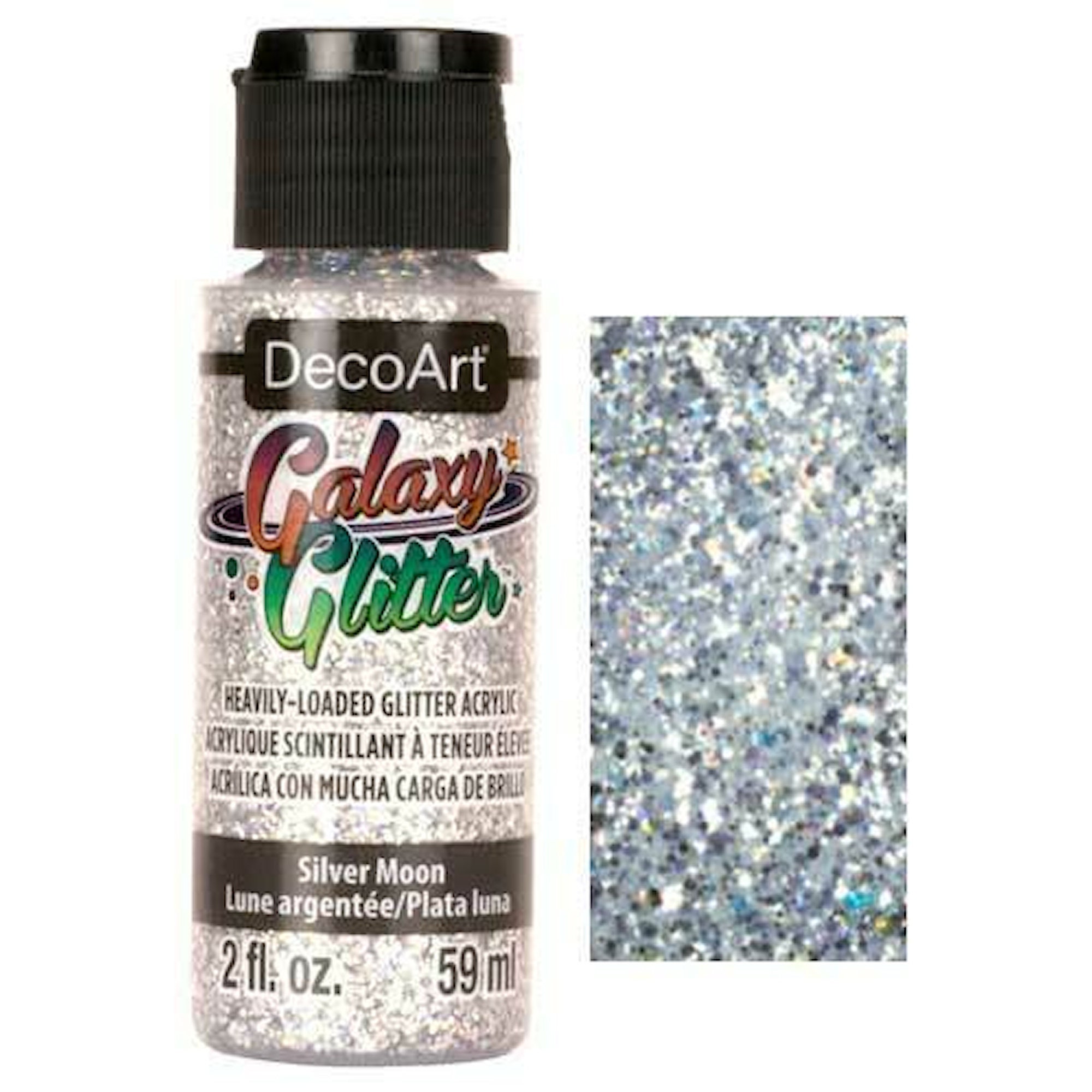 Decoart Galaxy Glitter Acrylic Paint 2oz Moon - Silver