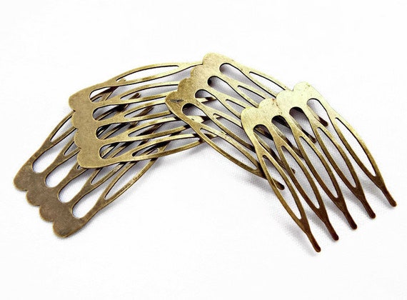 Pack of 10 Antique Bronze Hair Combs accessories Jewellery Findings 39mm x 26mm