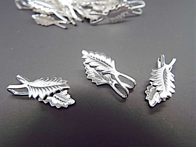 Glue On Bails Silver Plated Leaf Double Sided 19x9mm 10 Etsy