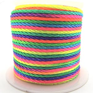 Rainbow Jewellery Cord, 2mm Twisted Ombre Nylon in a 5 Metre Length for Necklace and Bracelet Making image 4