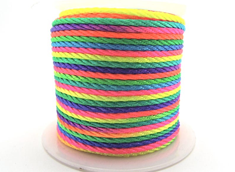 Rainbow Jewellery Cord, 2mm Twisted Ombre Nylon in a 5 Metre Length for Necklace and Bracelet Making image 4