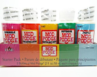 59ml Mod Podge Mixed Starter Set, 5x 2oz Bottles, Gloss, Matte, Sparkle, Outdoor, Paper, Decoupage Sealant, Scrapbook Glue, UK Shop