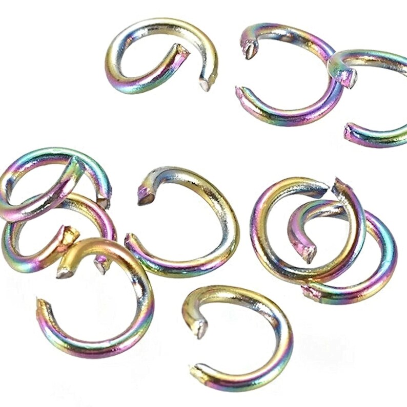 5mm Jump Rings, Stainless Steel, Rainbow Plated, Jewelry Findings, Pack of 50, 20 Gauge Steel Findings, Rainbow Jewelry, UK Shop image 3