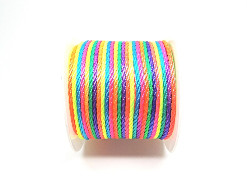 Rainbow Jewellery Cord, 2mm Twisted Ombre Nylon in a 5 Metre Length for Necklace and Bracelet Making image 3