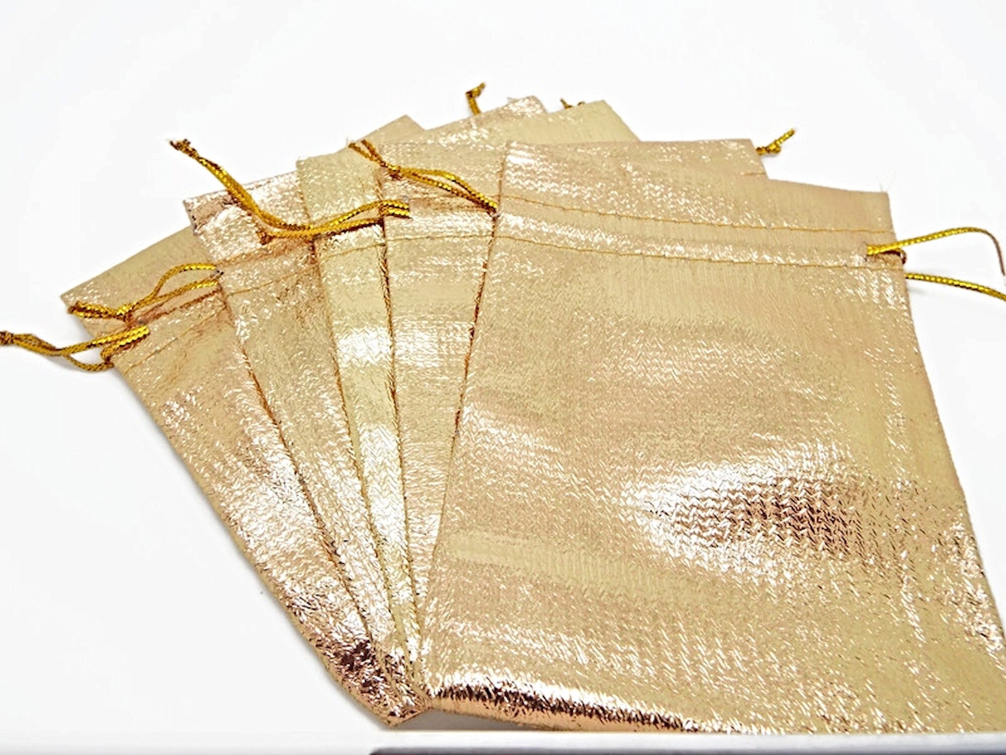 5 Gift Bags Gold or Silver 12cm Fabric Bags Gift Pouch Etsy UK