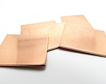5 Rectangle Copper Blanks 35x25mm, No Hole Stamping Pendants, Jewelry Making Metal Base, UK Shop