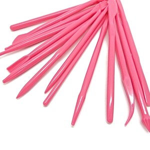 Juego de herramientas para modelar arcilla polimérica, 14 piezas, para modelar arcilla y fondant, herramientas de plástico, decoración de pasteles, color rosa. imagen 4