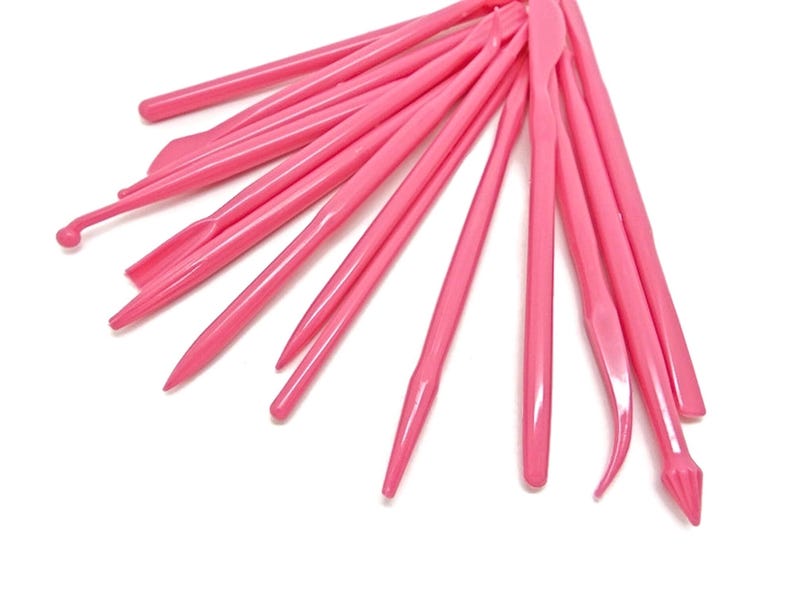 Juego de herramientas para modelar arcilla polimérica, 14 piezas, para modelar arcilla y fondant, herramientas de plástico, decoración de pasteles, color rosa. imagen 4