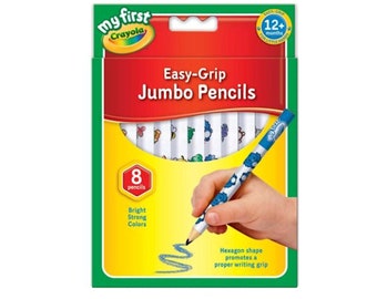 8 Jumbo Childrens Pencils, Easy Grip for 12+ Months, Small Hands Crayola Pencils, Toddler Crafts, High Quality, UK Shop