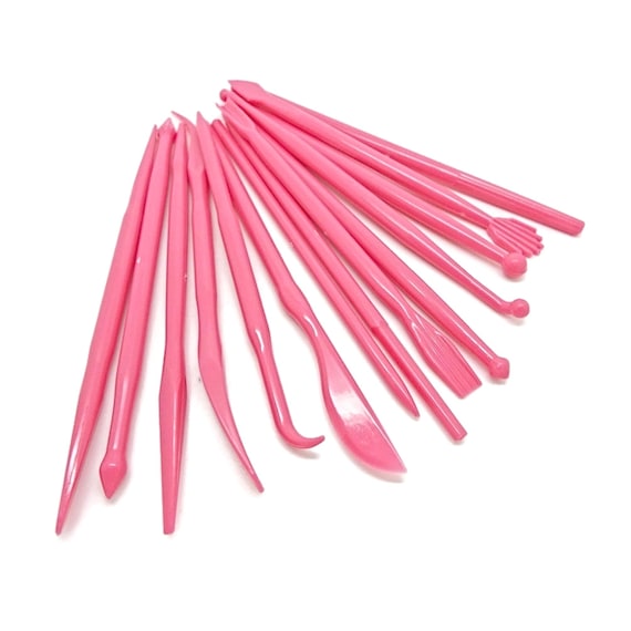 Sculpting Tool Set, Polymer Clay Tools, 14pc Set, Clay Sculpting, Fondant Tools, Plastic Tool Set, Cake Decorating, Pink Tools