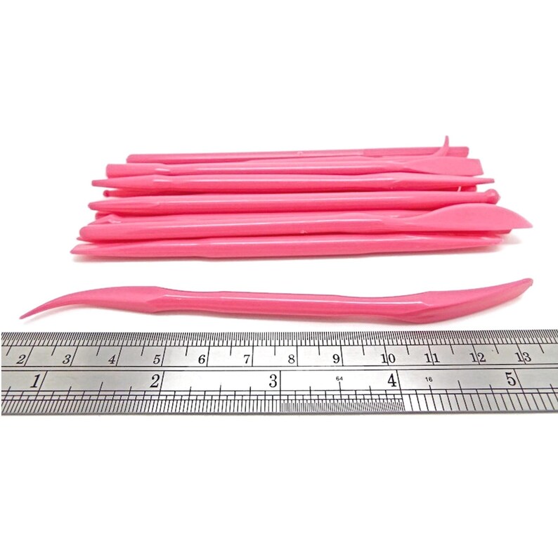 Juego de herramientas para modelar arcilla polimérica, 14 piezas, para modelar arcilla y fondant, herramientas de plástico, decoración de pasteles, color rosa. imagen 8